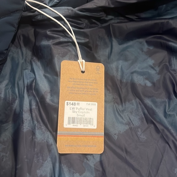 NWT-Marine Layer Reversible Puffer Vest in Sky Captain - Picture 4 of 7